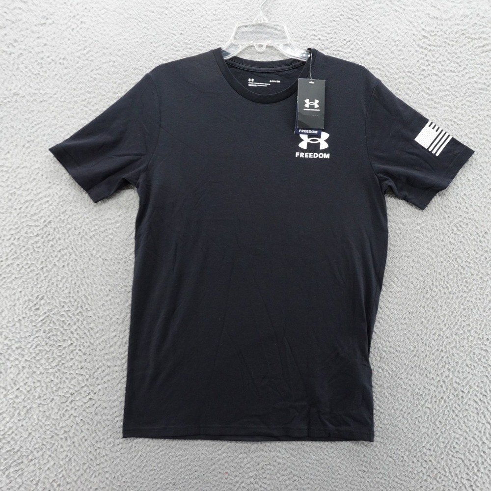 Under Armour Mens Freedom Flag T-Shirt Black Graphic Tee Small NEW